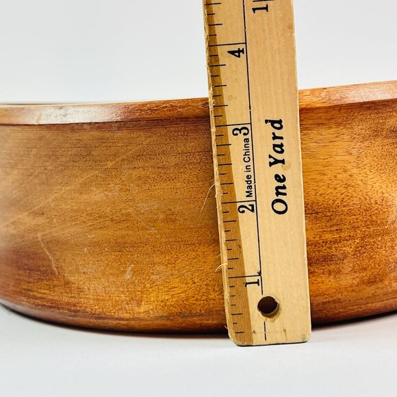 Handcrafted Wooden Bowl 10" Diameter Vintage Charm Rustic Décor Stained Hardwood - Picture 6 of 8